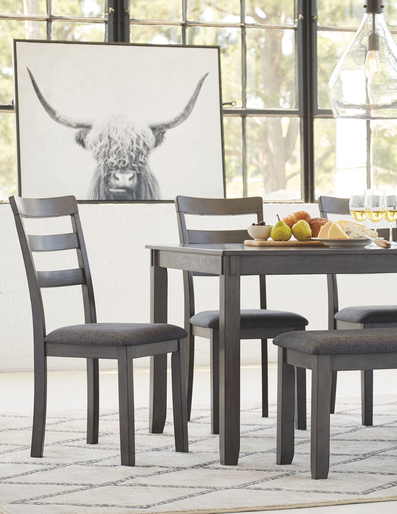 Bridson Gray Rectangular Dining Room Table Set (6/CN ...