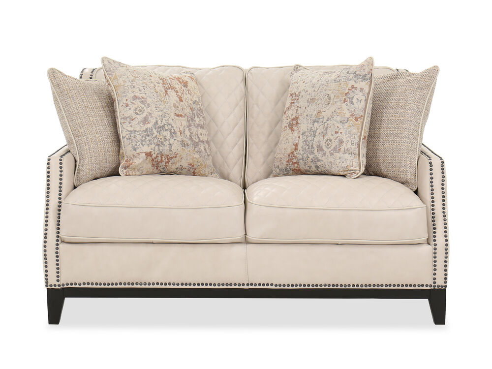 Mathis Brothers Furniture, Cream Leather Loveseat