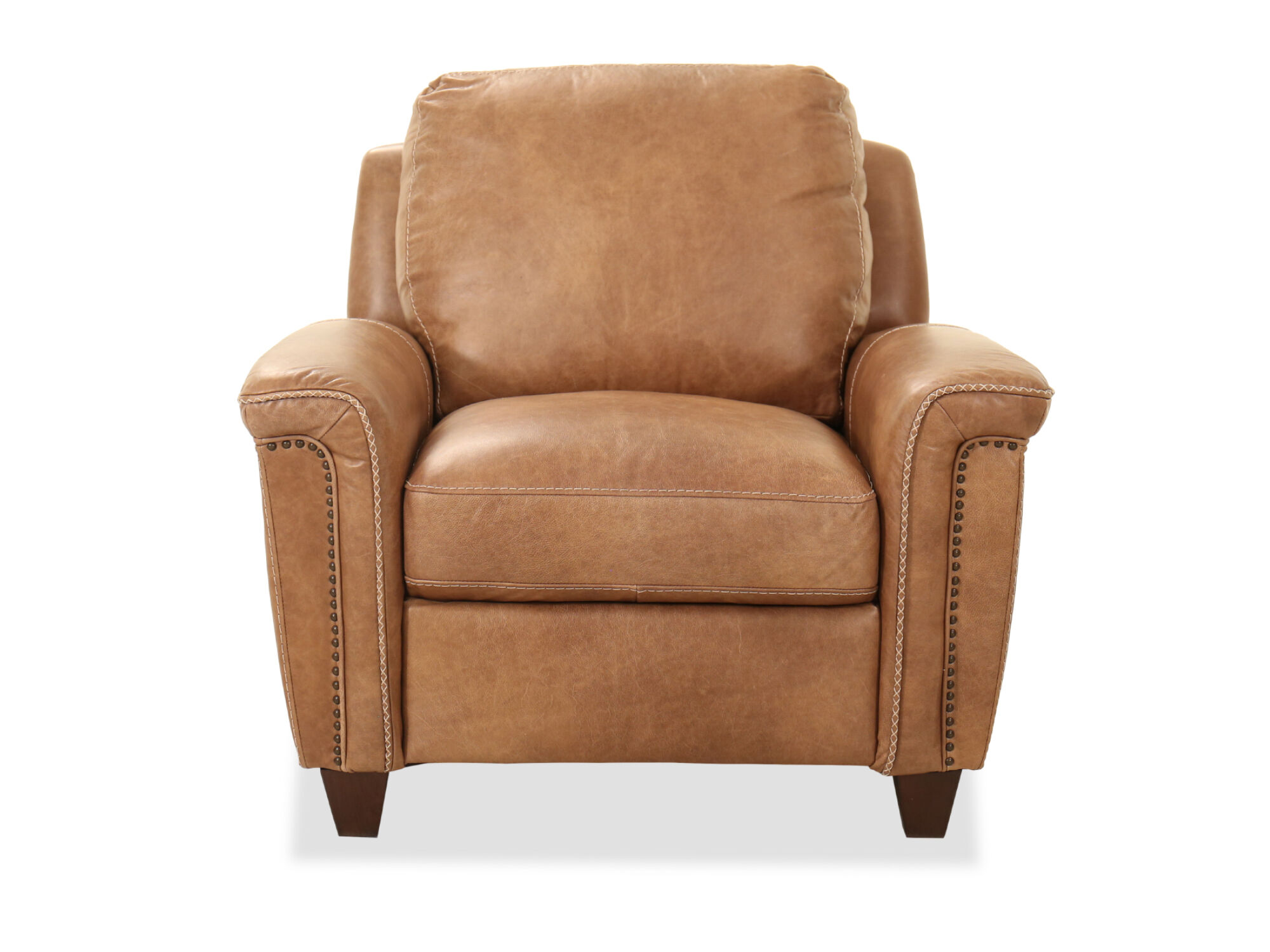 40" Nailhead Accent Leather Chair in Caramel Mathis