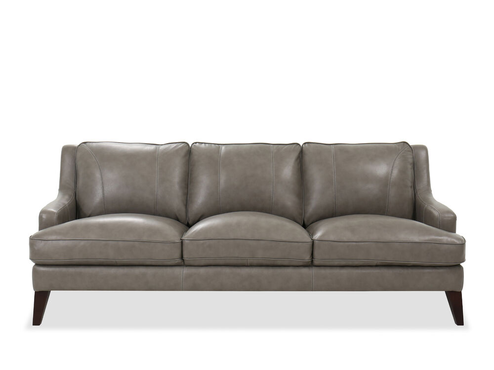 Casual Leather Sofa In Grey Mathis, Ethan Allen Leather Sofa Repair