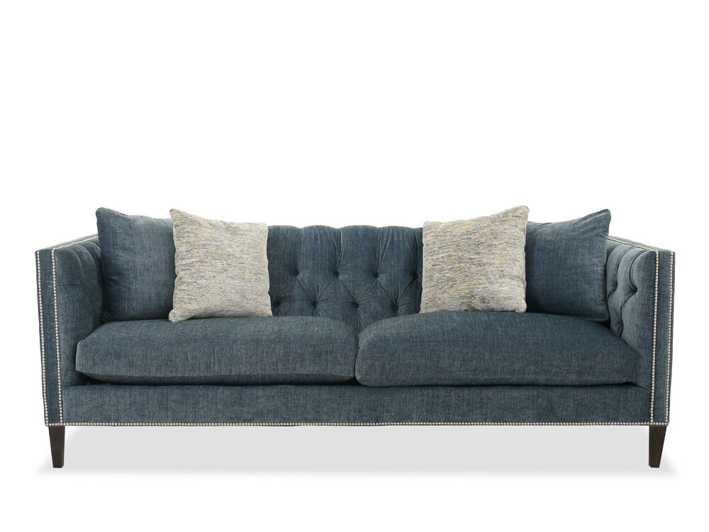 Contemporary 92 Tuxedo Sofa In Blue Mathis Brothers Furniture
