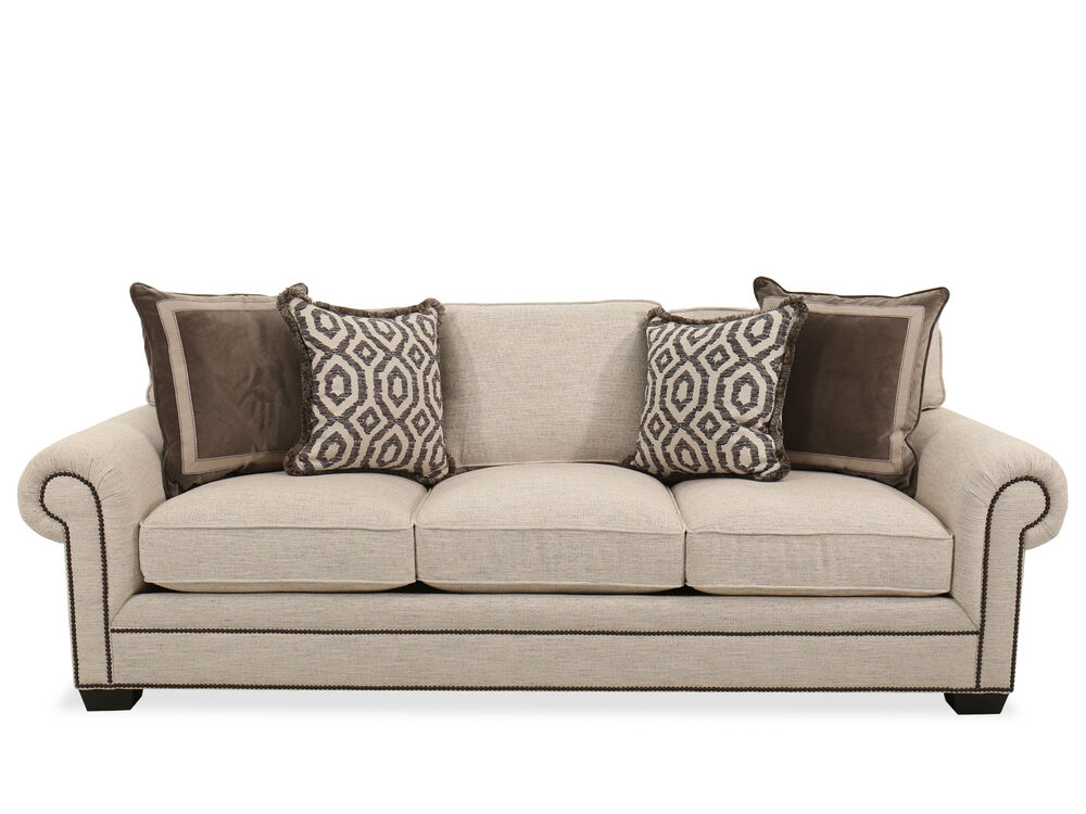Contemporary 99.5" NailheadAccented Sofa in Beige