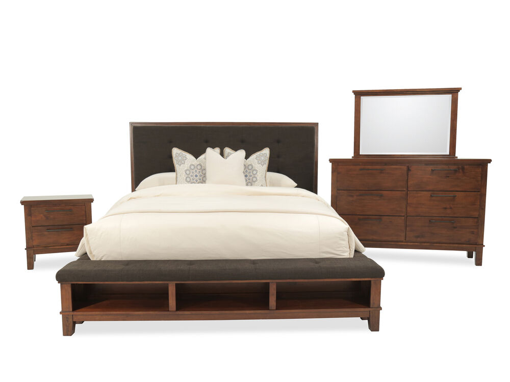 Four Piece Contemporary Storage Bedroom, Ralene King Upholstered Bed