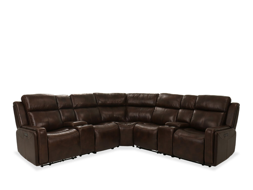 Leather 114 Power Sectional In Brown Mathis Brothers Furniture